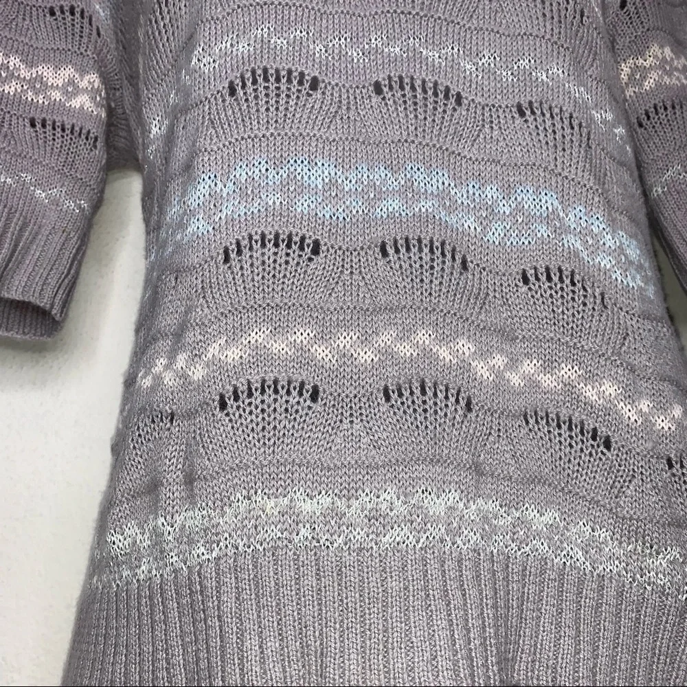 Free People Wool Fair Isle Shimmer Knit Sweater Top Gray Pink Blue S Cozy Winter - Picture 7 of 16